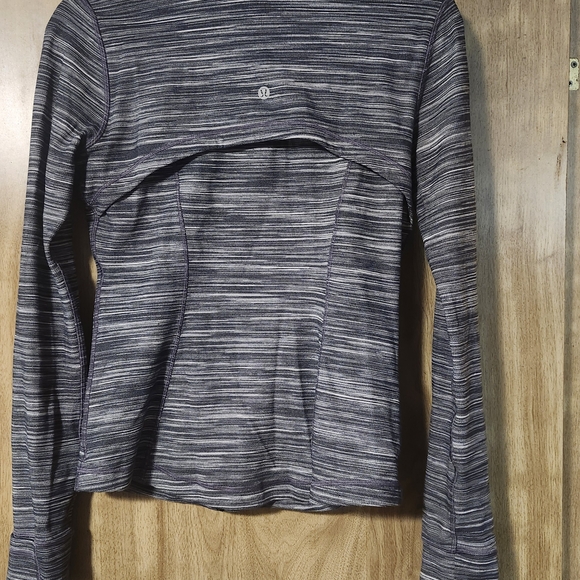 lululemon athletica Heathered Gray Striped Hooded Jacket - Picture 2 of 3